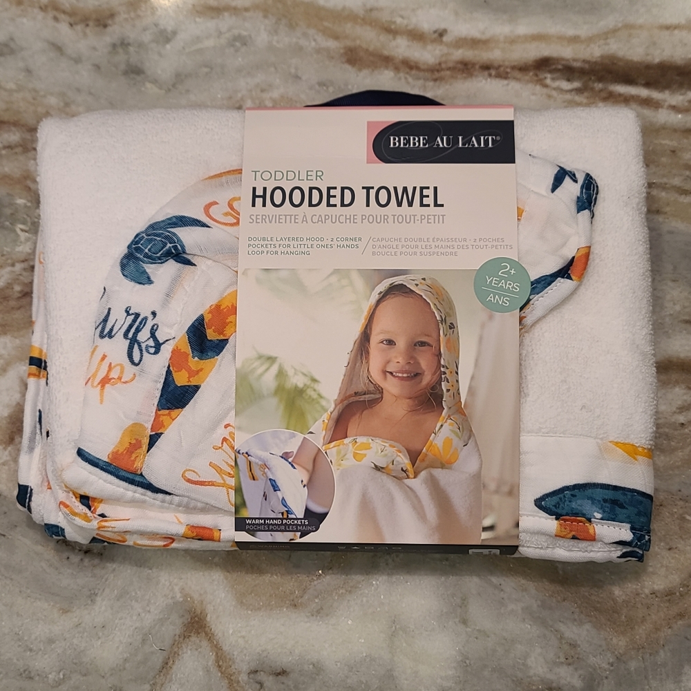 NIB Bebe Au Lait Toddler Bamboo Blend Hooded  Bath Towel